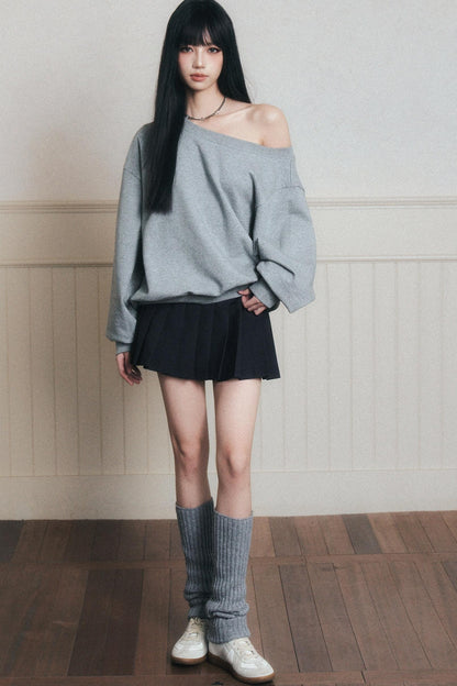 Cotton Slanted Shoulder Sweatshirt