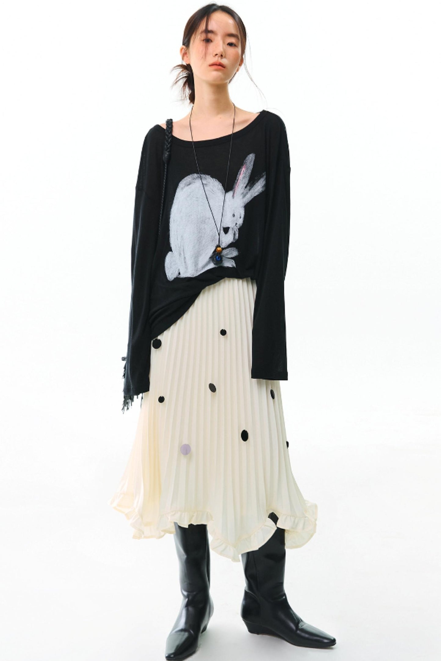 Hand-Painted Tencel Long Sleeve Top