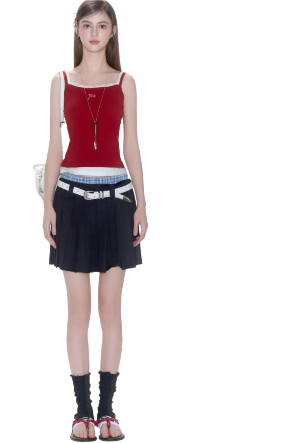 Lace Embroidery Suspender Skinny Vest
