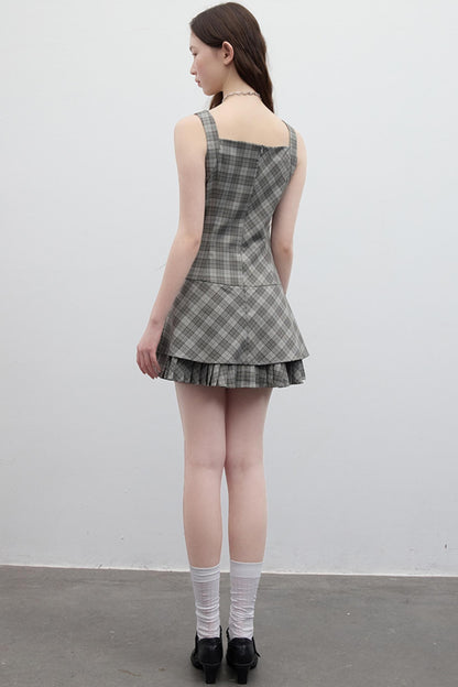Vintage Checkered Skirt Dress