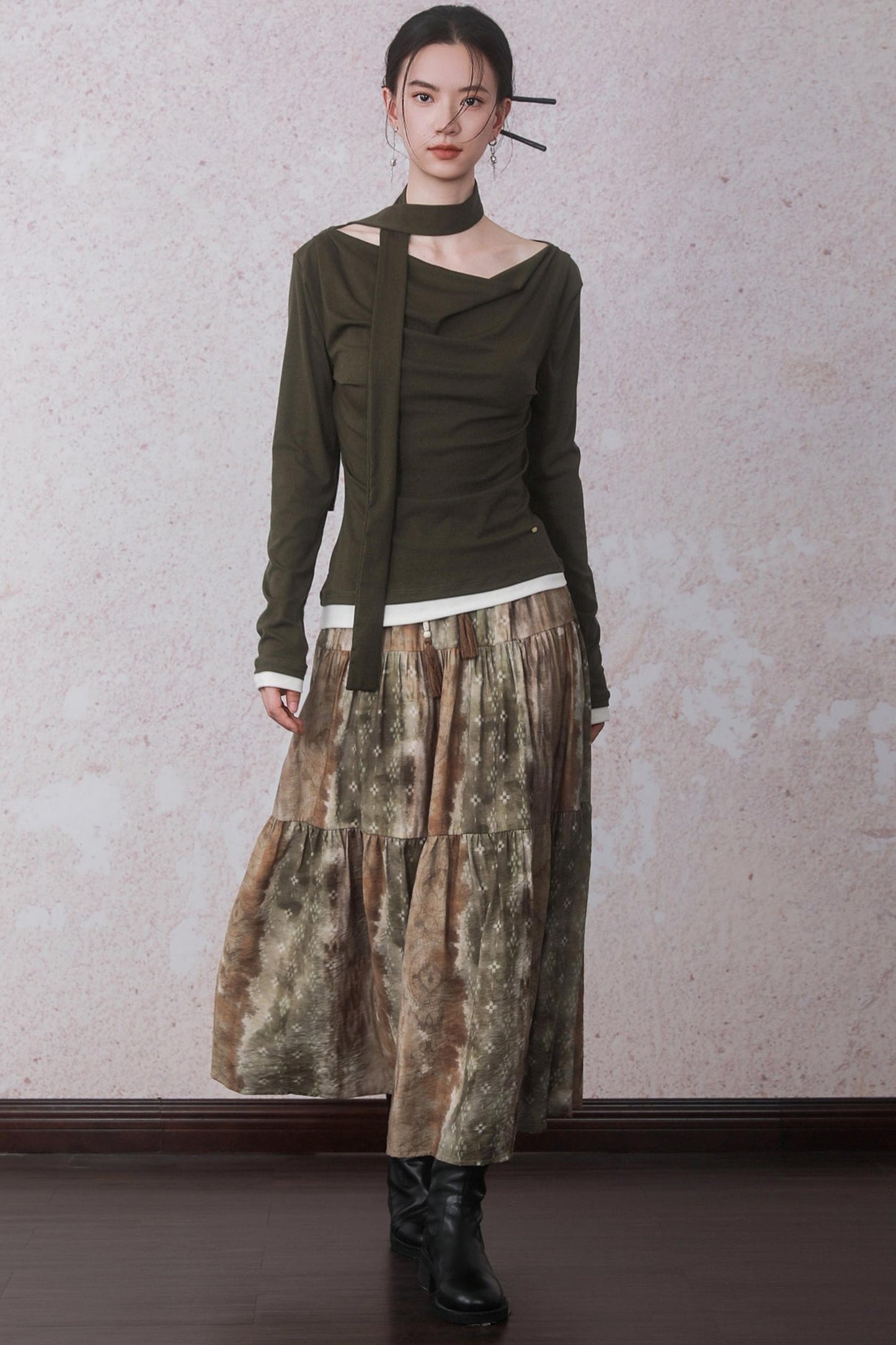 Autumn Amber Brown Blended Skirt