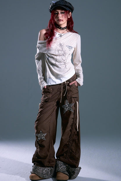 Star Leopard Wide-Leg Trousers