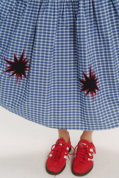 Geometric Pattern Plaid Midi Skirt