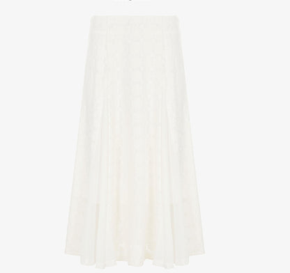 Lightweight Jacquard A-Line Midi Skirt