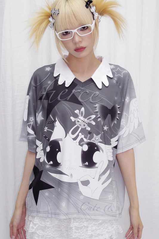 Printed Raglan Sleeve T-Shirt