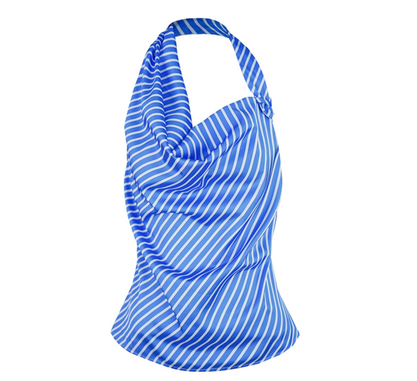 Asymmetric Striped Ruffle Top