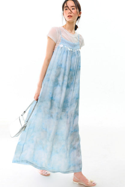 Blue Vacation Halter Dress