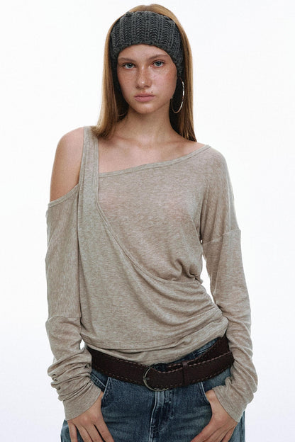 Hot Slanted Wool Knit Top