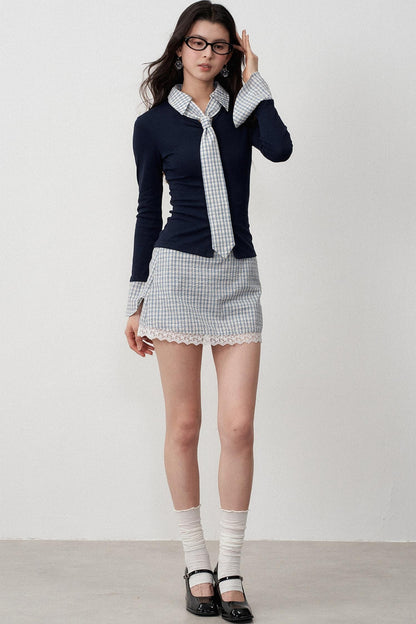 Navel Flowing Slim T-Shirt