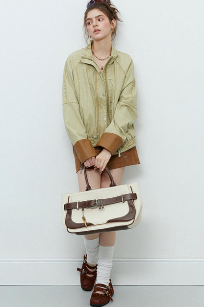 Split Leather Cargo Jacket