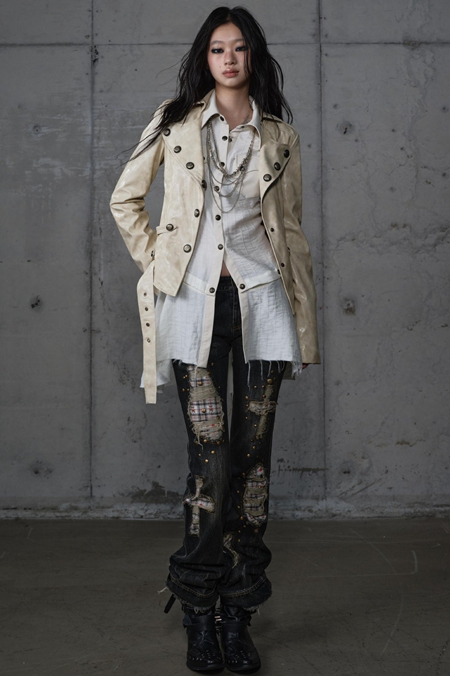 Embroidery Deconstructed  Short Leather Jacket