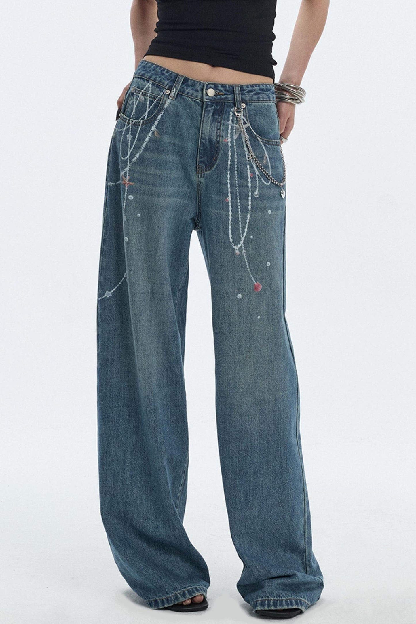 Ocean Chain Loose Womens Jeans