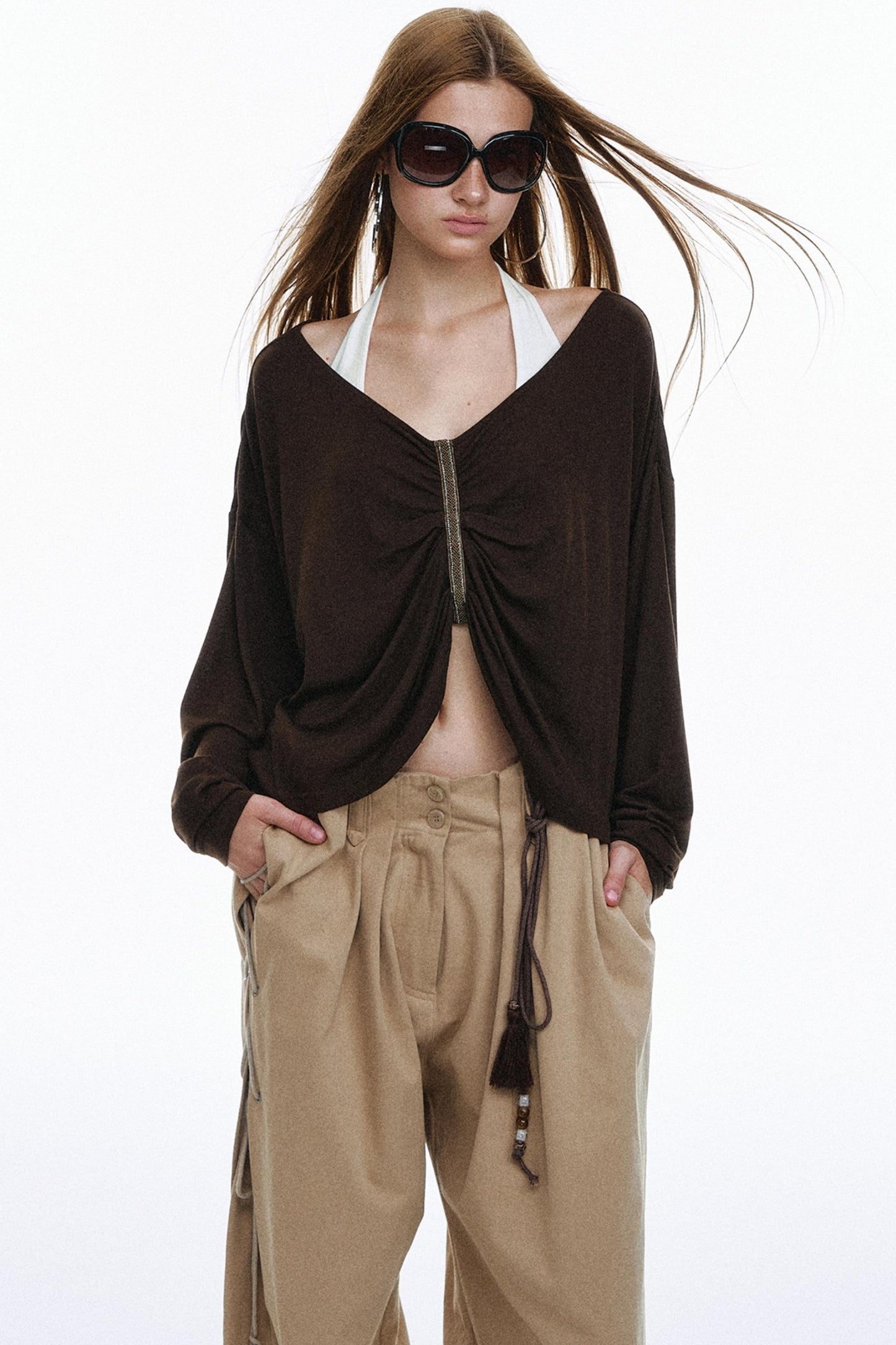 Pose Pleated Knitted Top
