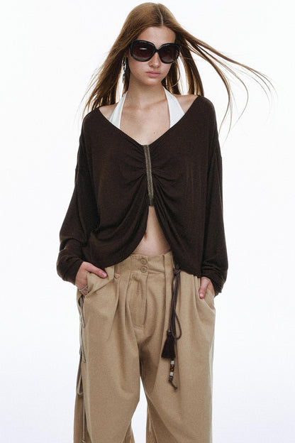 Pose Pleated Knitted Top