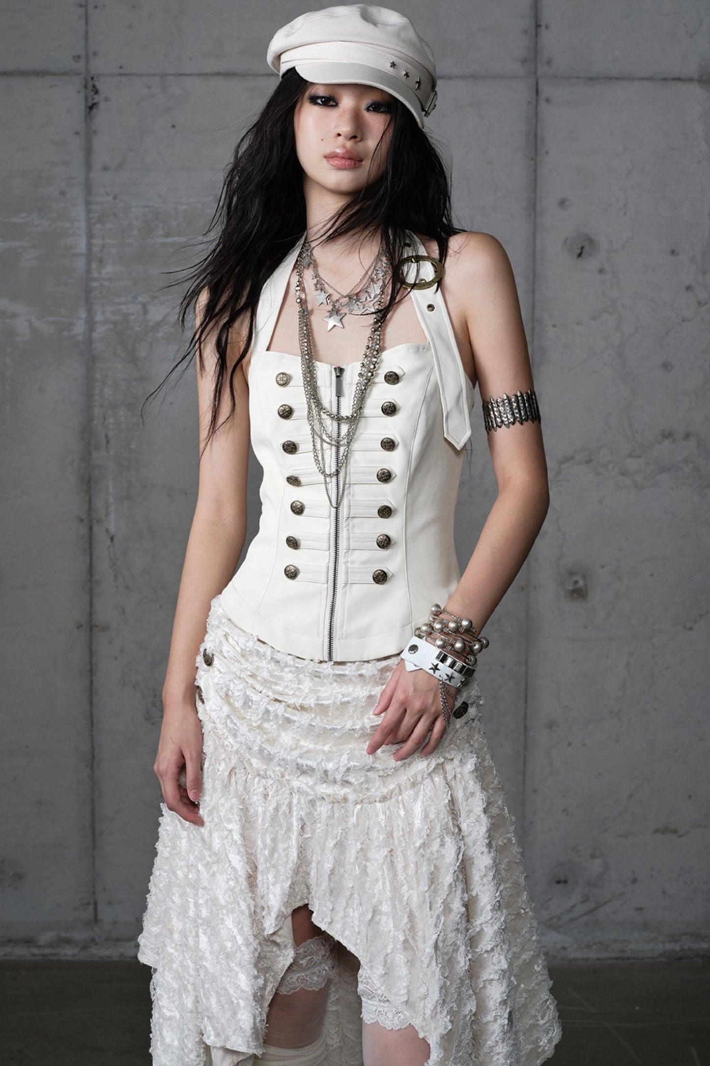 Velvet Irregular Check Bandeau Dress