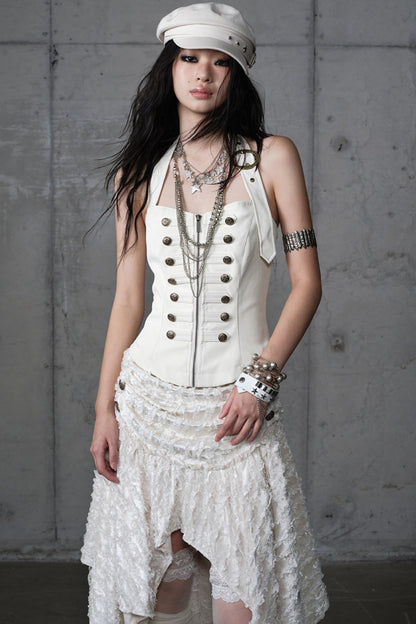 Velvet Irregular Check Bandeau Dress