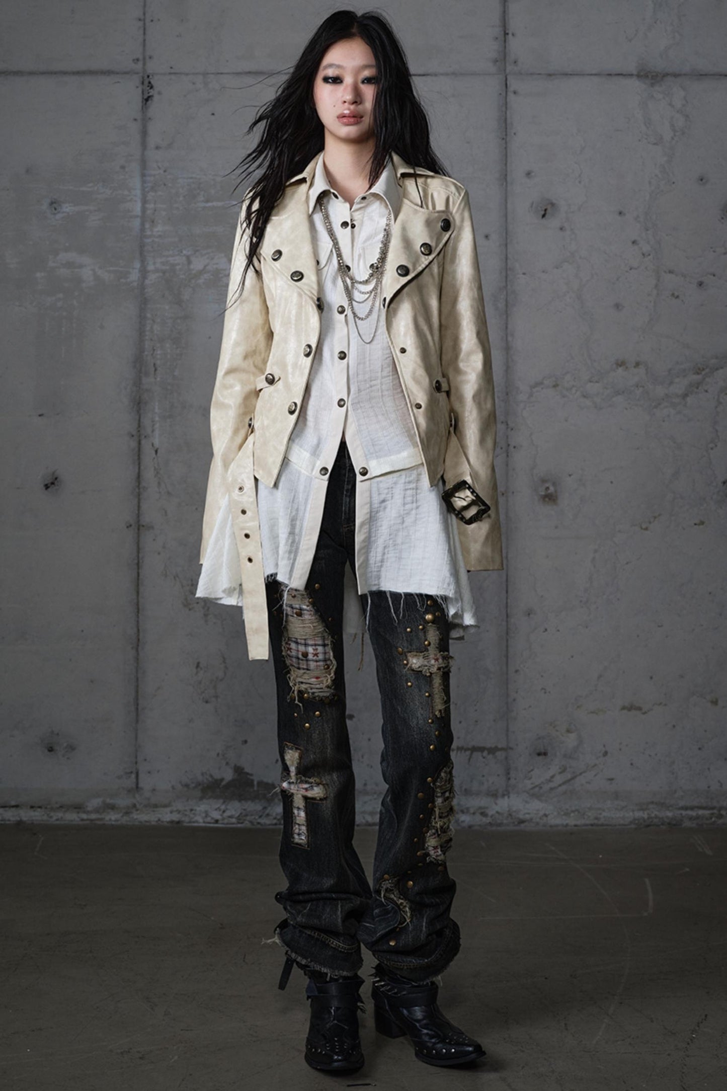 Embroidery Deconstructed  Short Leather Jacket