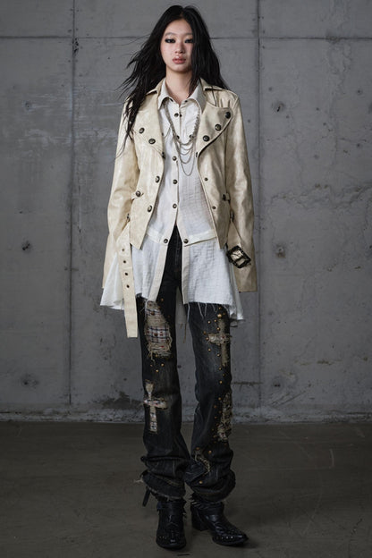 Embroidery Deconstructed  Short Leather Jacket