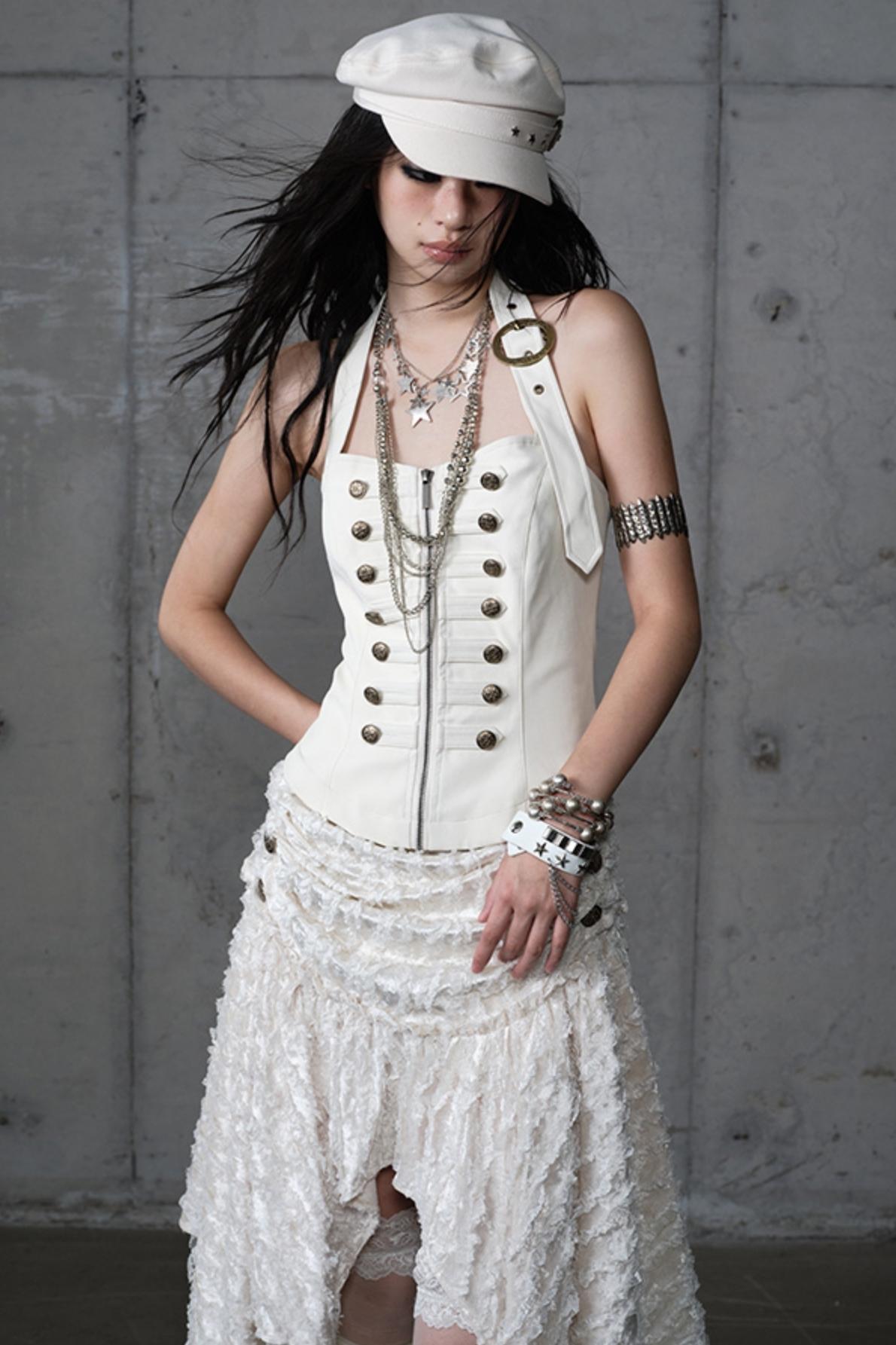 Velvet Irregular Check Bandeau Dress