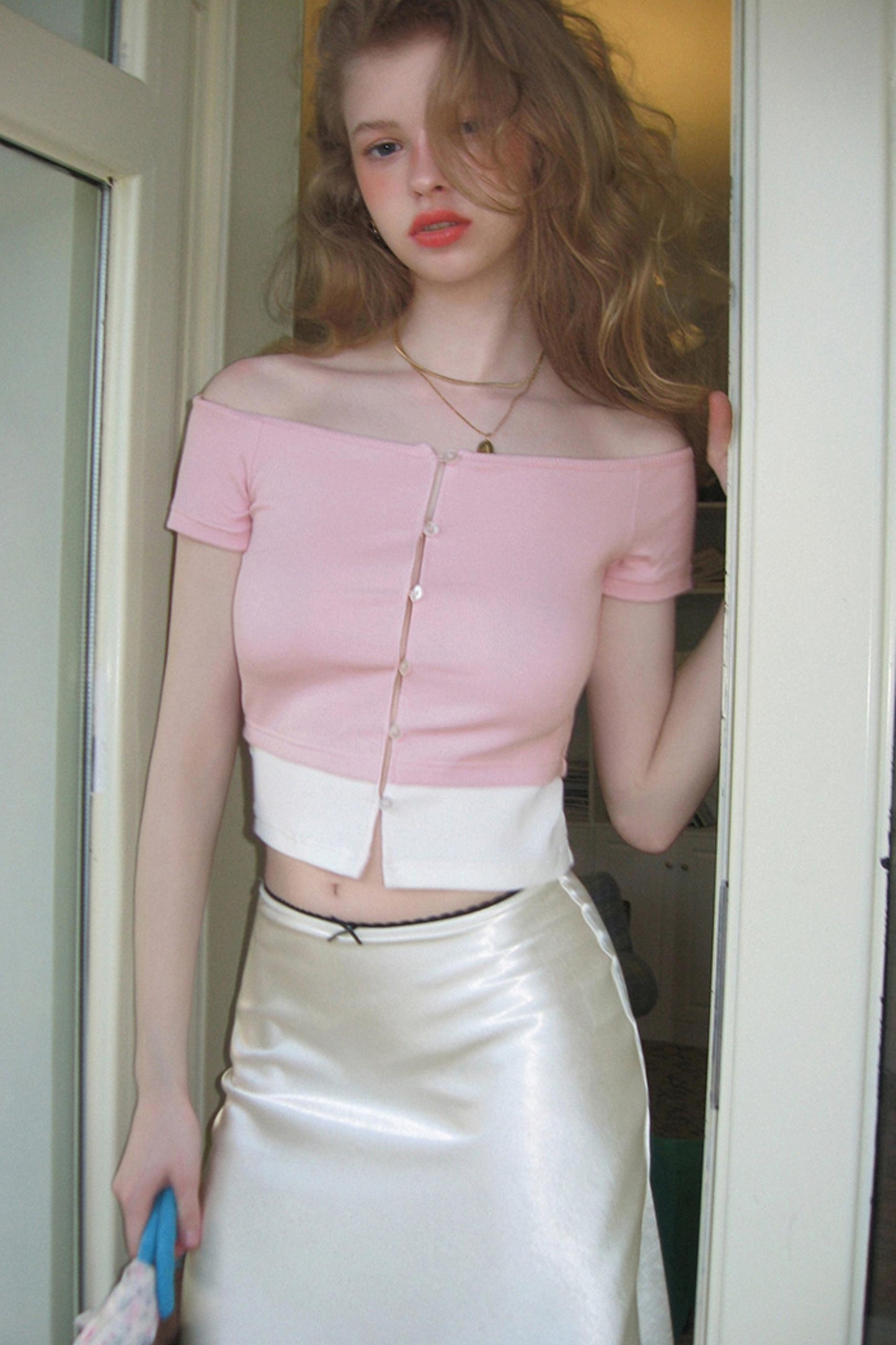 Peach Blossom Short Sleeve Knit T-Shirt