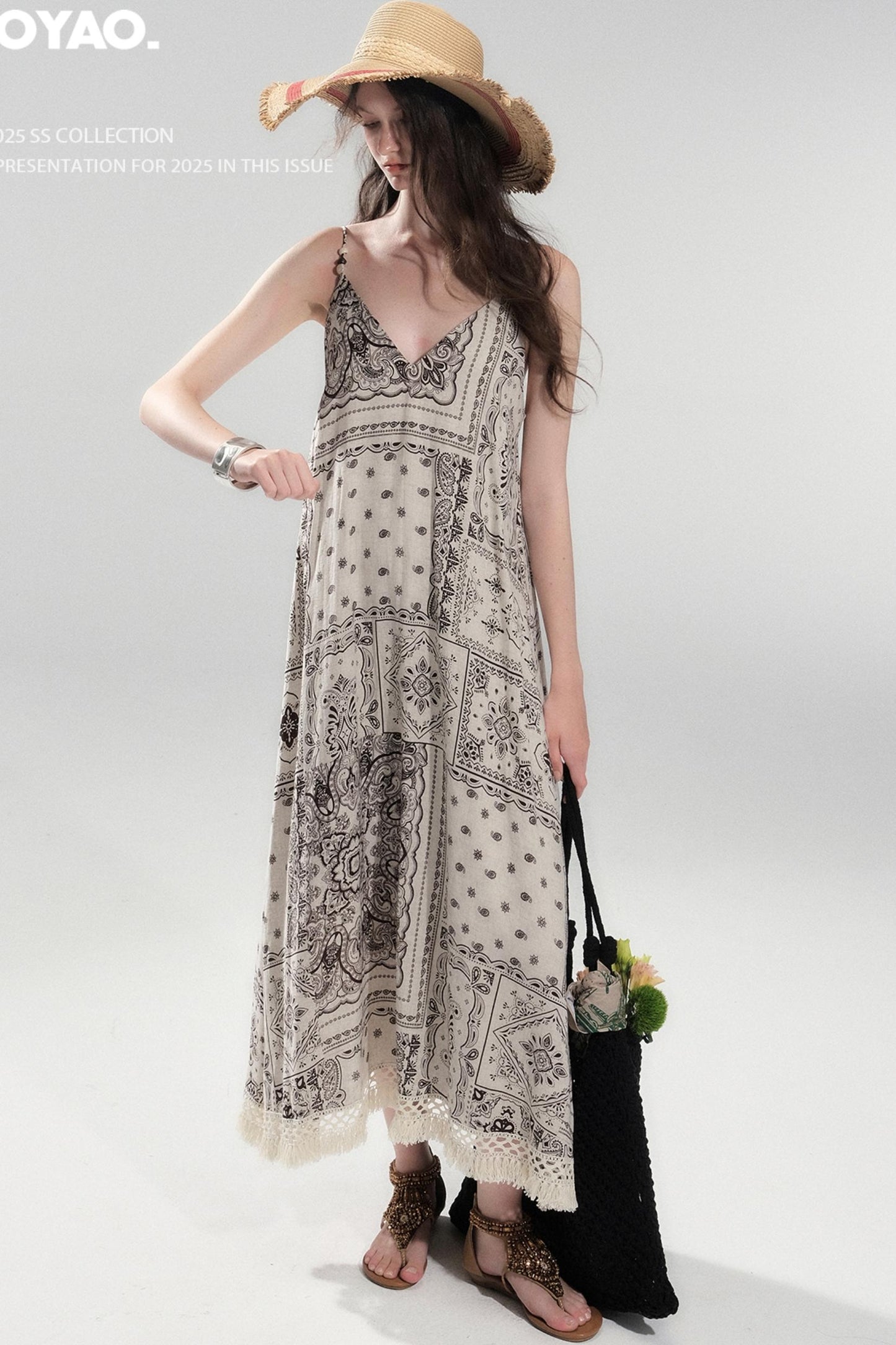 Sunset Bohemian Beaded Slip Dress