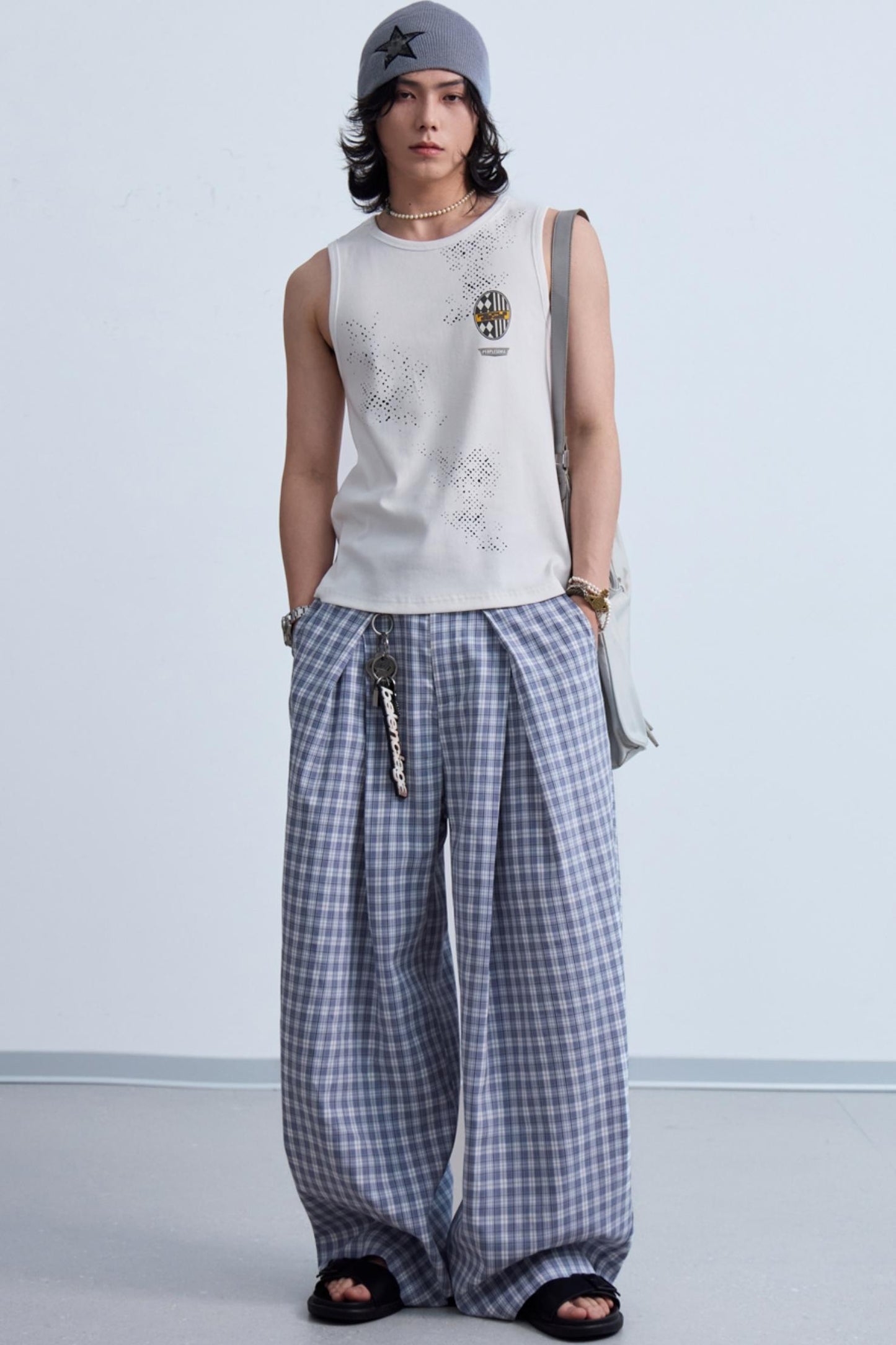 Plaid Wide-Leg Trousers