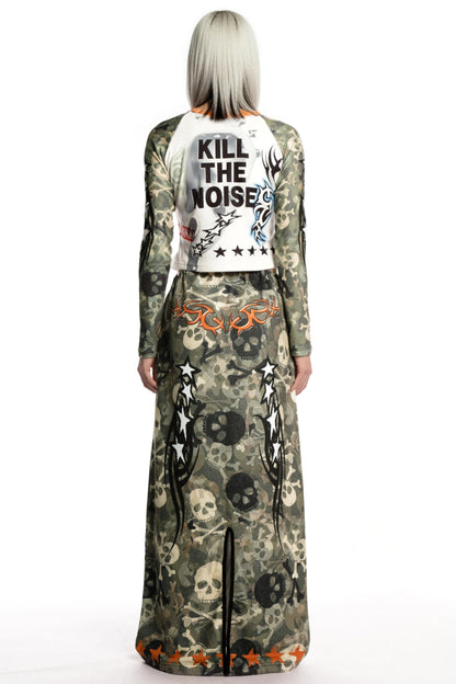 Camouflage Print Sweatshirt Skirt