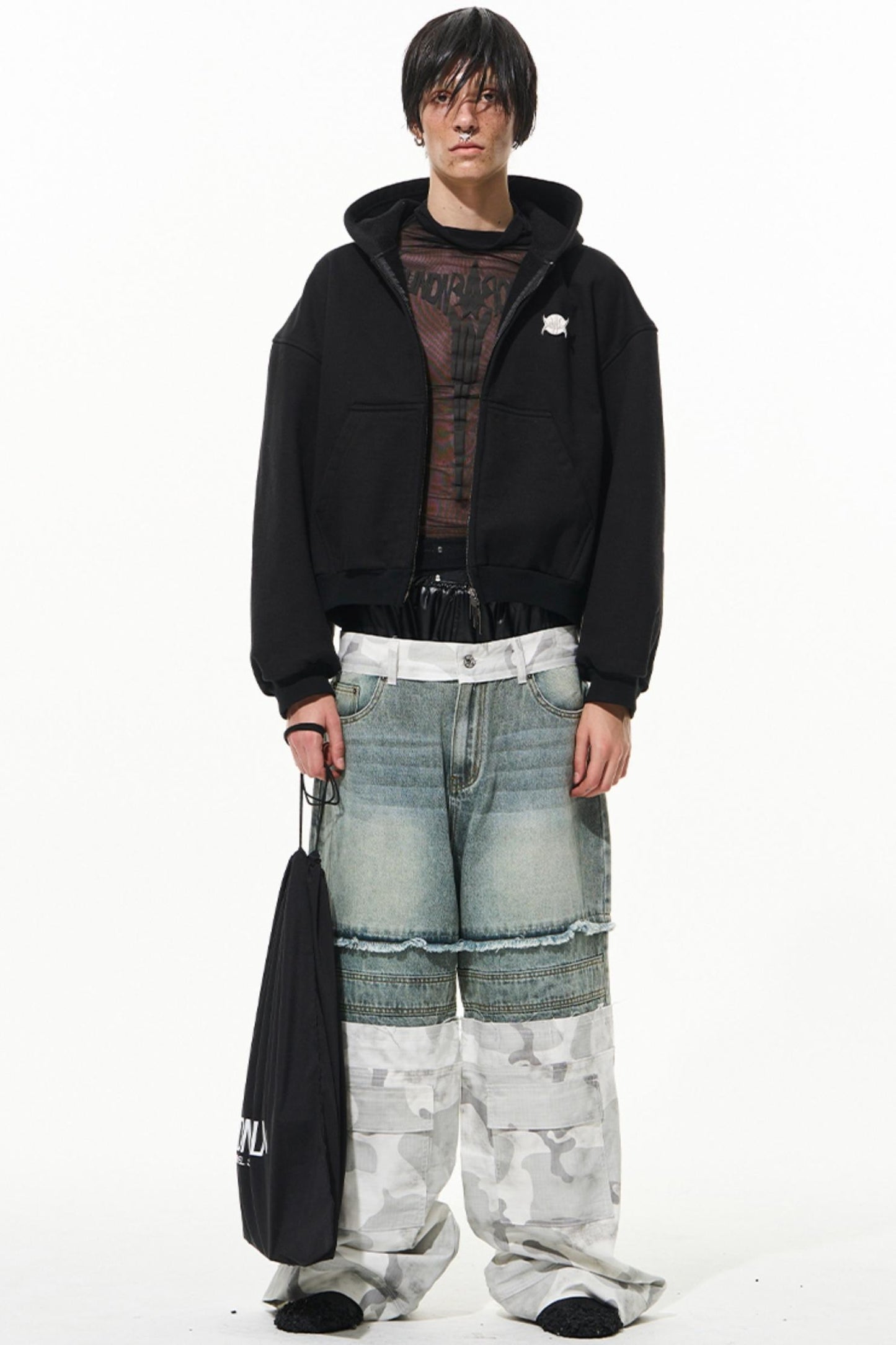 Camouflage Patchwork Denim Trousers