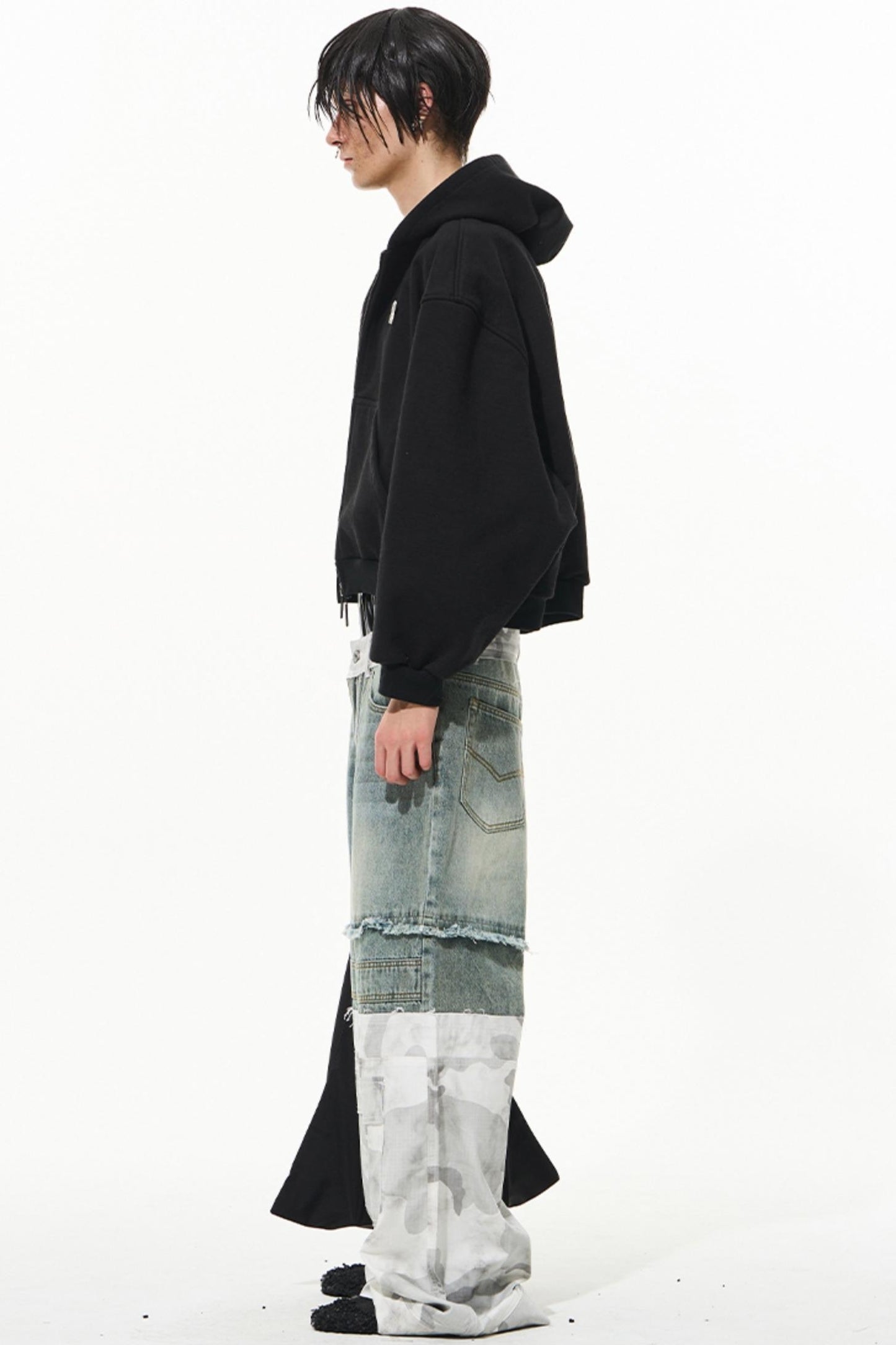 Camouflage Patchwork Denim Trousers