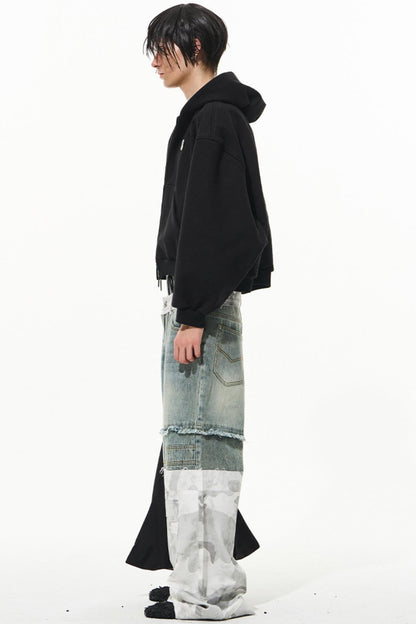 Camouflage Patchwork Denim Trousers