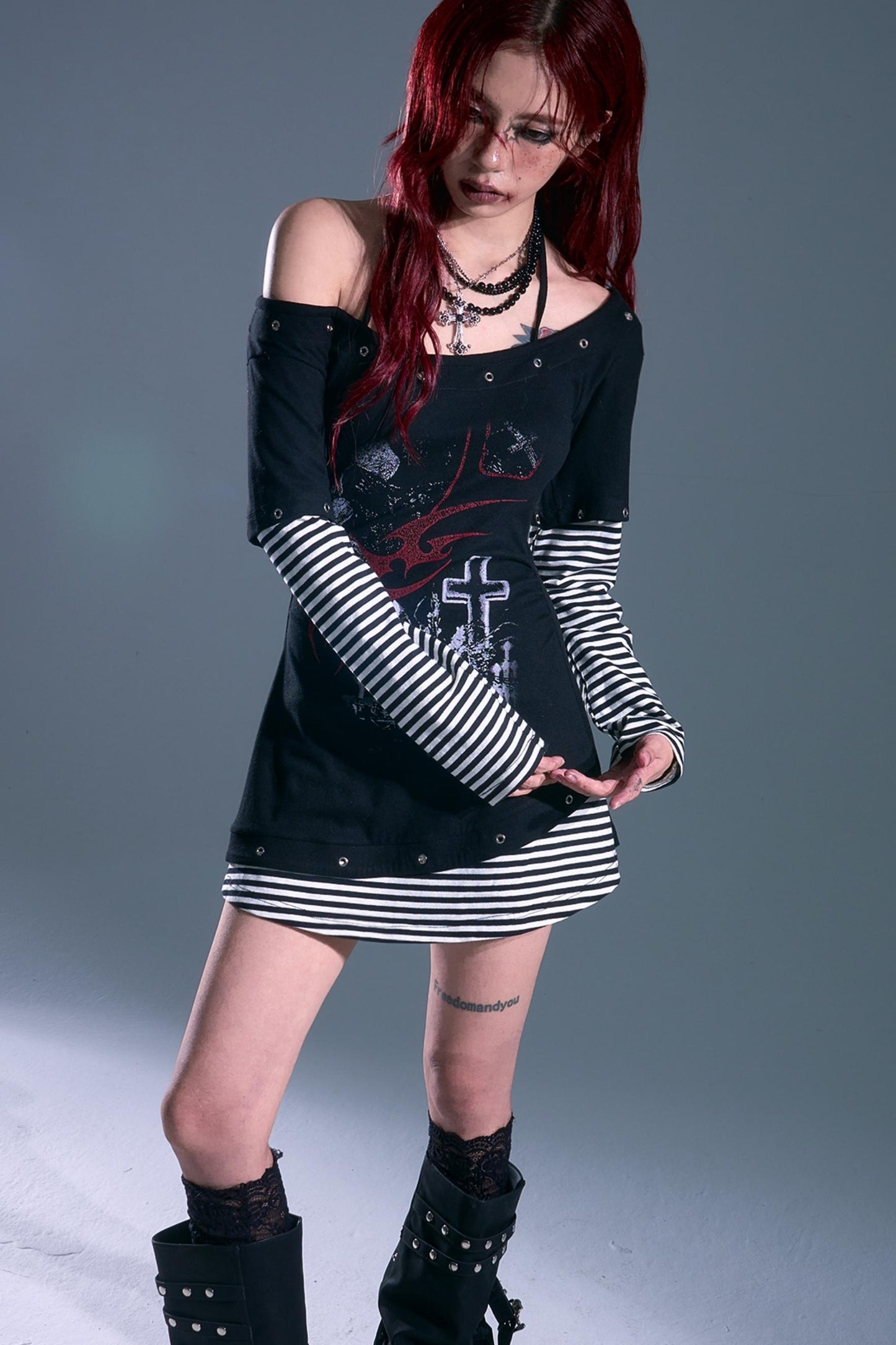 Garden Rock Halterneck Waist Dress