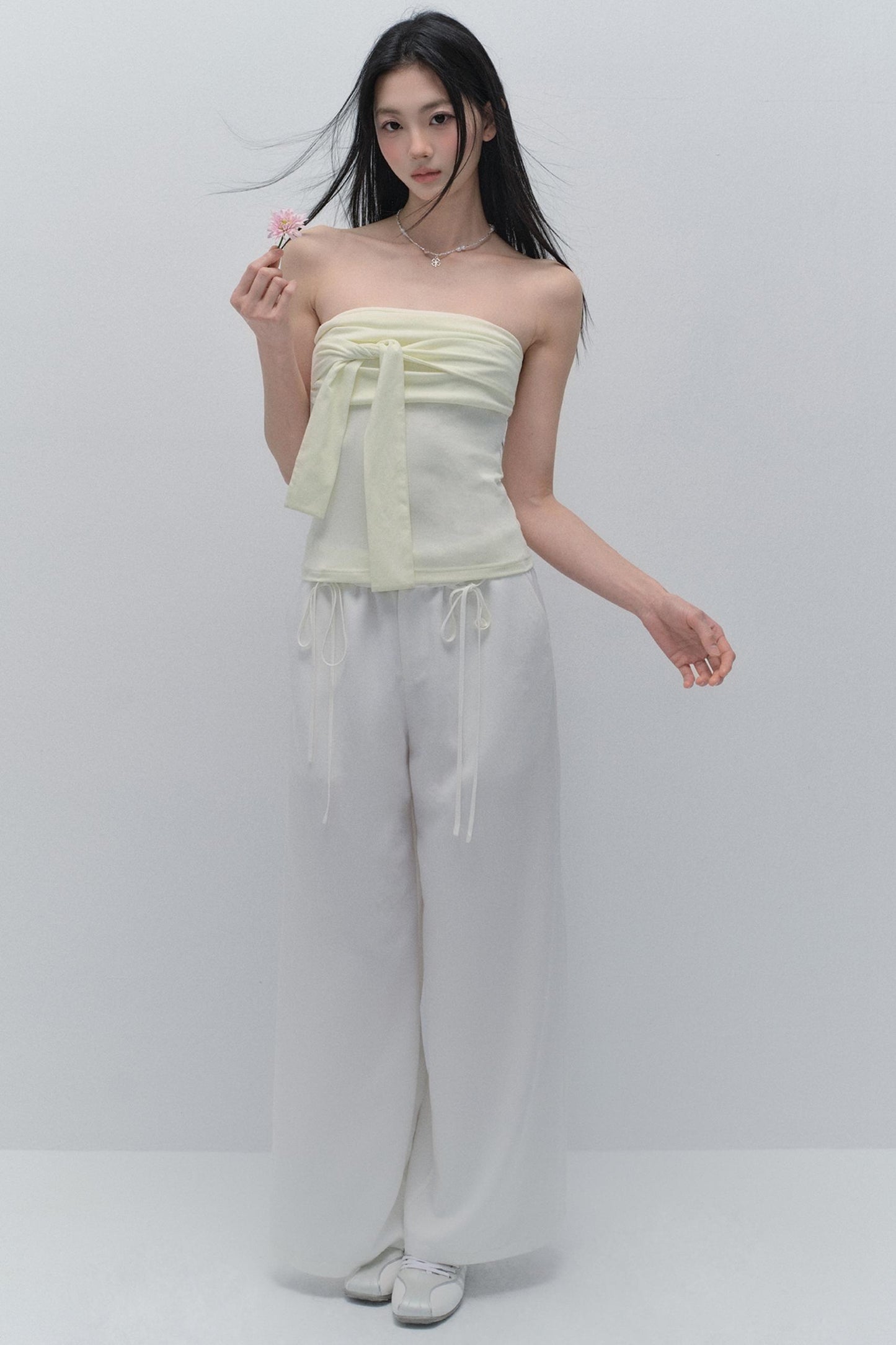 White Lace Mop Pants