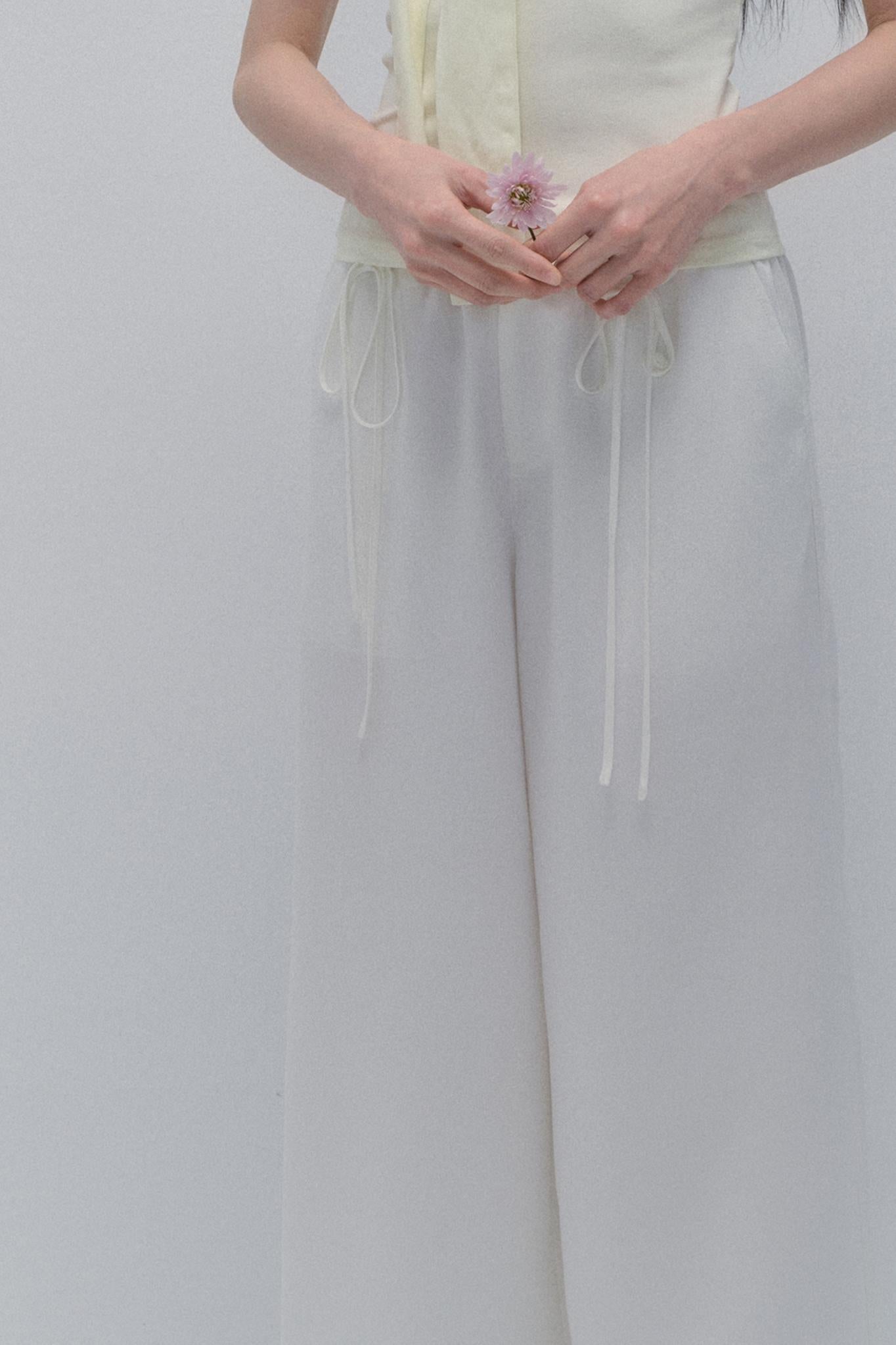 White Lace Mop Pants