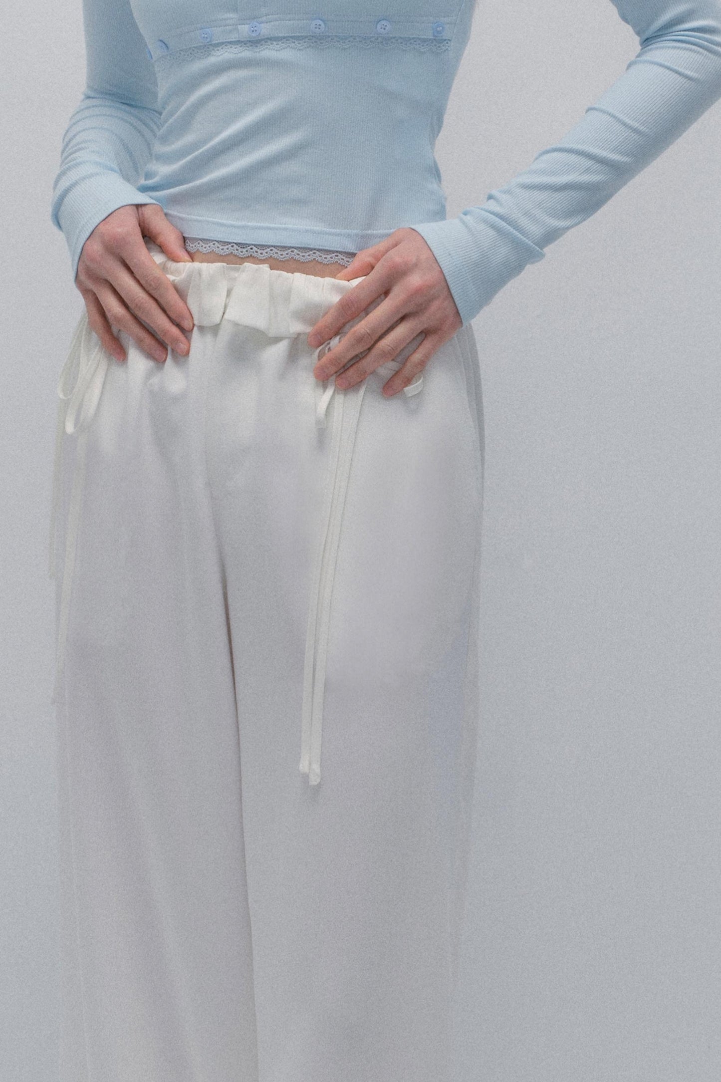 White Lace Mop Pants