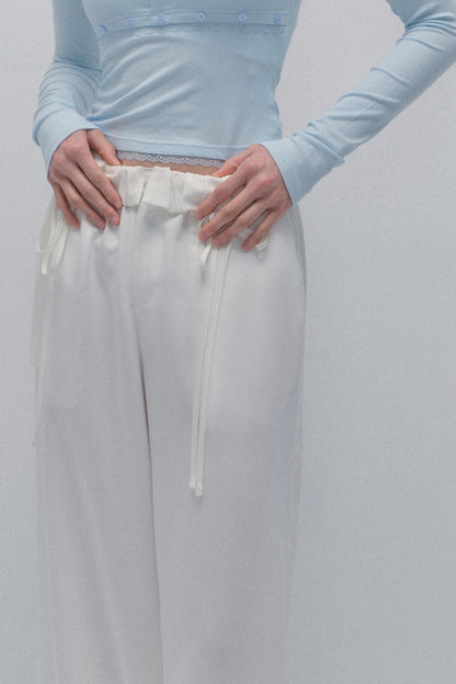 White Lace Mop Pants