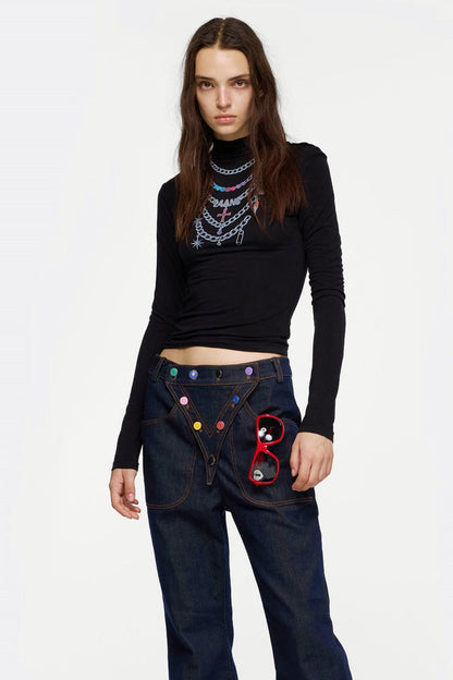 Necklace Turtleneck Long Sleeve Top