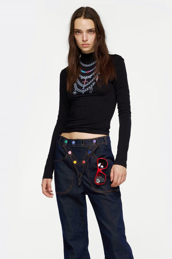 Necklace Turtleneck Long Sleeve Top