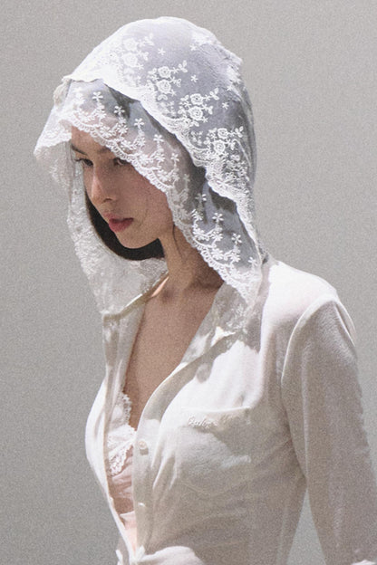 Snowflake Knit Hoodie & Patchwork Shorts Set-Up