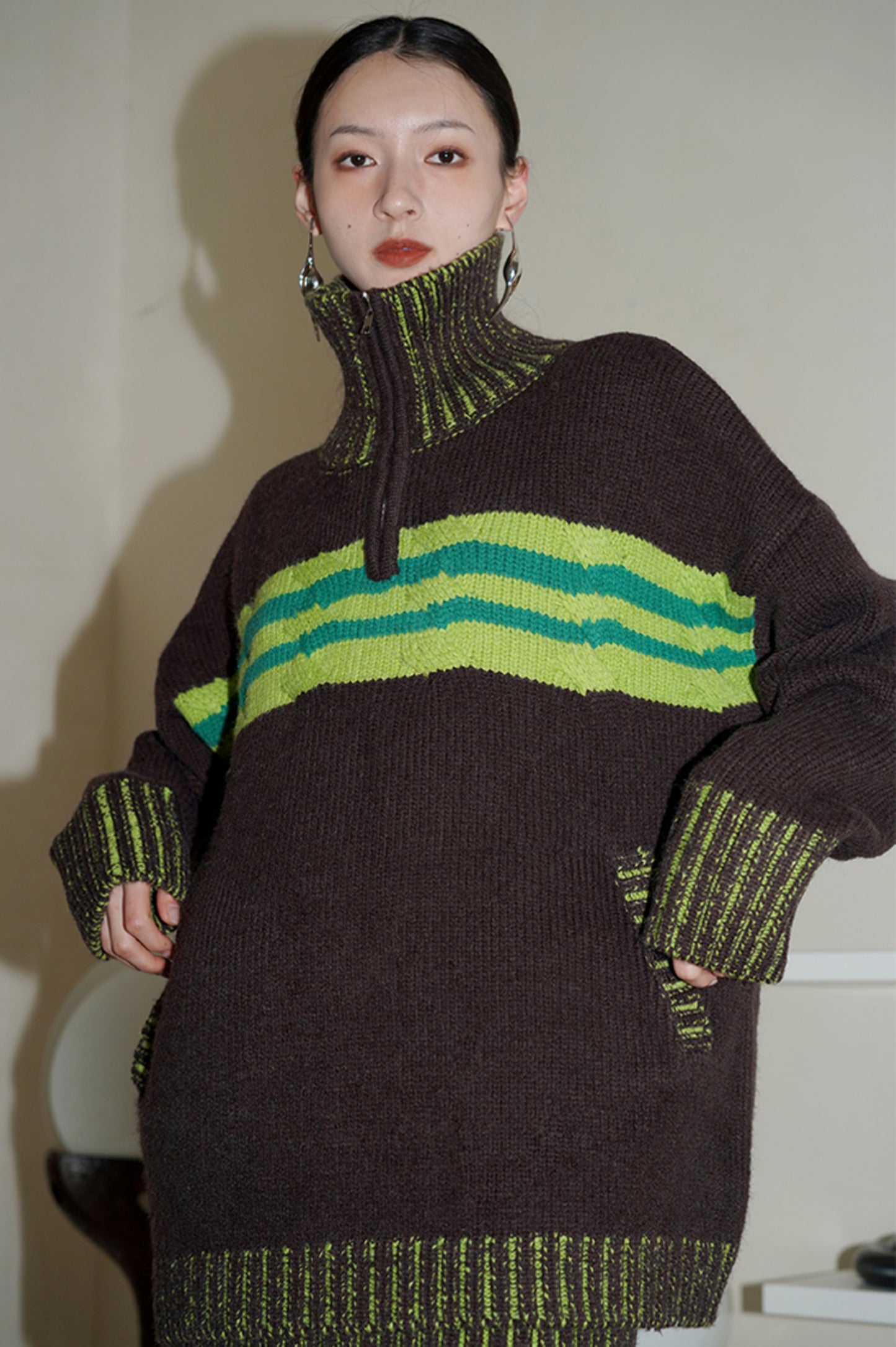 Retro Color Block Knit Jacket