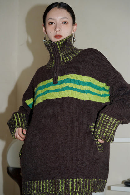 Retro Color Block Knit Jacket