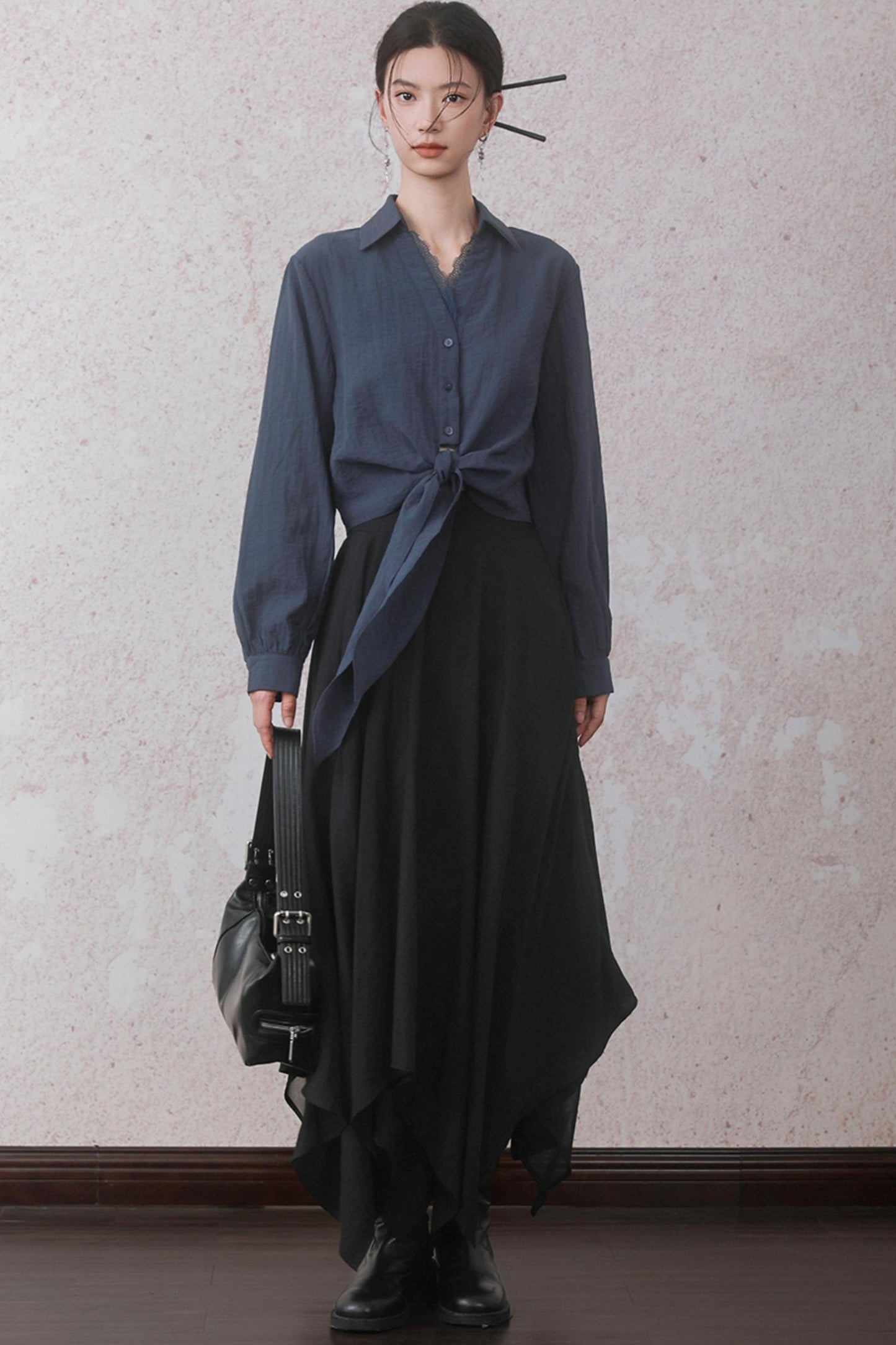 Autumn Double Hem Brown A-Line Skirt