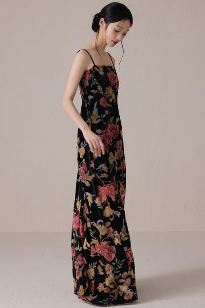 Vintage Floral Halter Maxi Dress