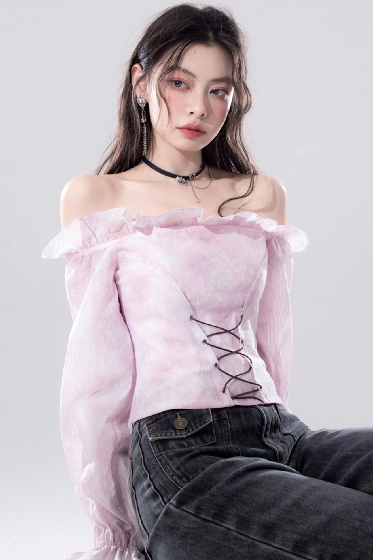 Peach Blossom One-Shoulder Top