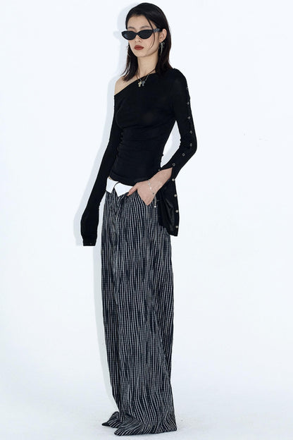 Wide Leg Monochrome Trousers