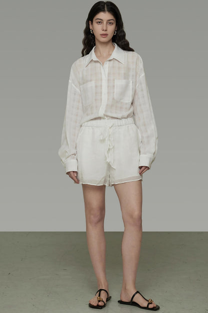 Tie-Waist Linen Shorts