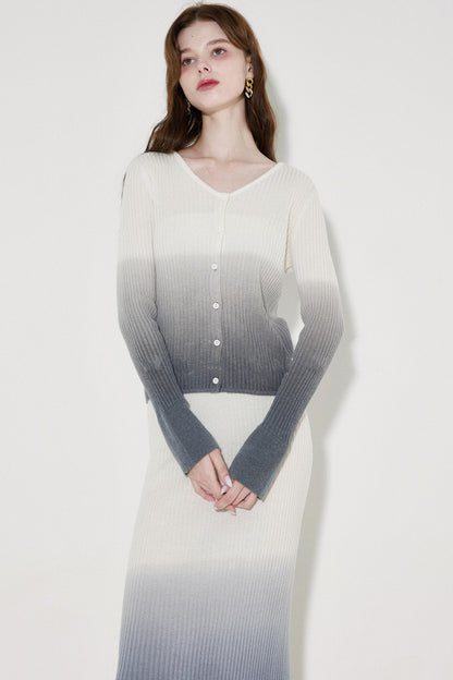 Chic Wool Knit Cardigan Skirt Set-Up