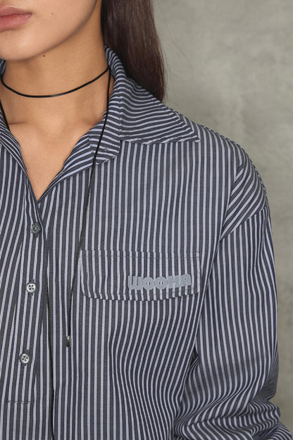 Blue Striped Shirt Dress