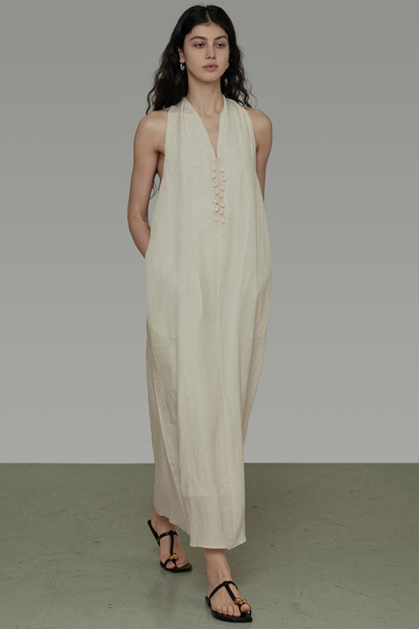 Sleeveless Halter Long Dress