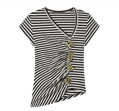 Embroidered Striped Tee