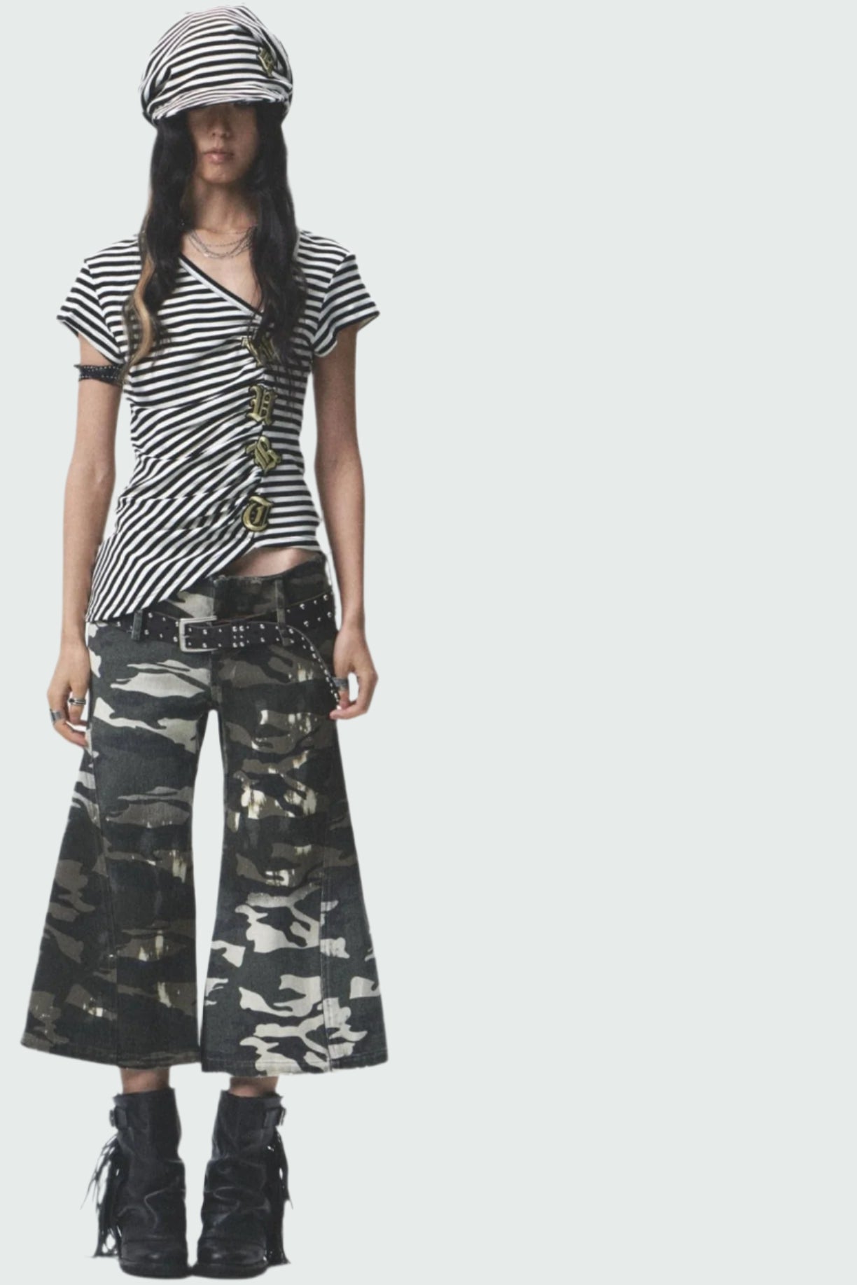 Embroidered Striped Tee